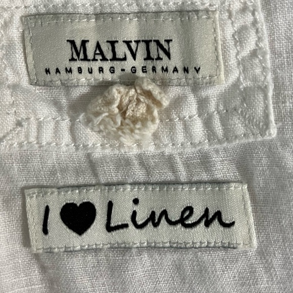 Malvin women’s 100% linen white 3/4 sleeve festival bohemian hippie blouse Small - Picture 7 of 11